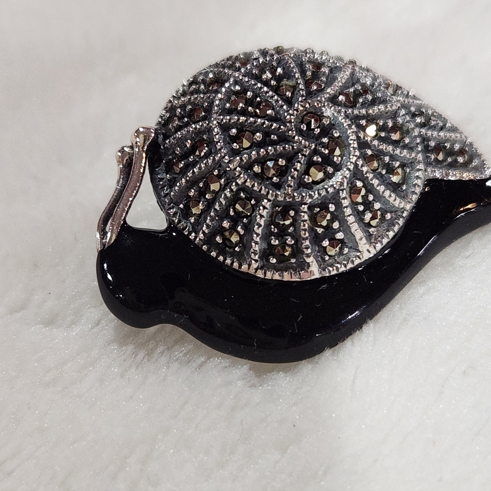 Judith Jack Sterling Snail Brooch with Marcasites, Vintage - Picture 2 of 6